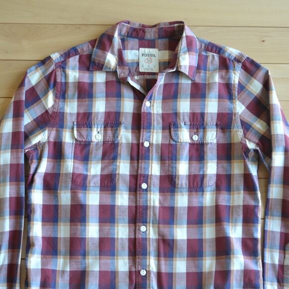 Fossil 54 Button Down Shirt Plaid Size S - Picture 2 of 4
